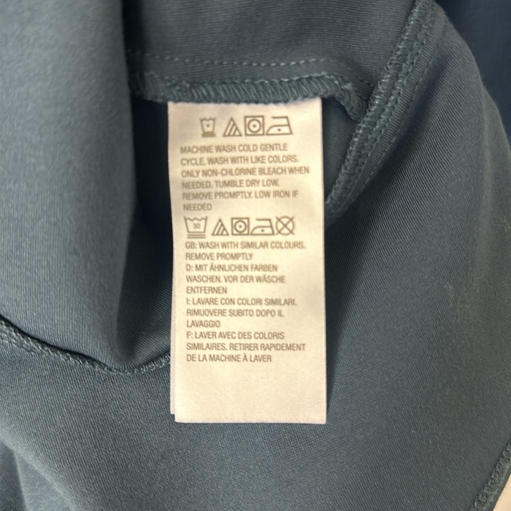 LOGO Blue Size L Ponte Knit Puff Shoulder One Snap Hi Low Hem Jacket - Picture 6 of 6